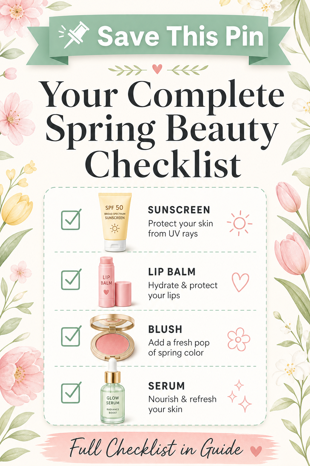 Pinterest pin: Your complete spring beauty checklist